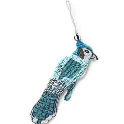 MacKenzie-Childs Blue Jay Bird Beaded Ornament< Holiday
