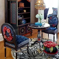 MacKenzie-Childs Bluetopia Kitano Footstool< Living Room