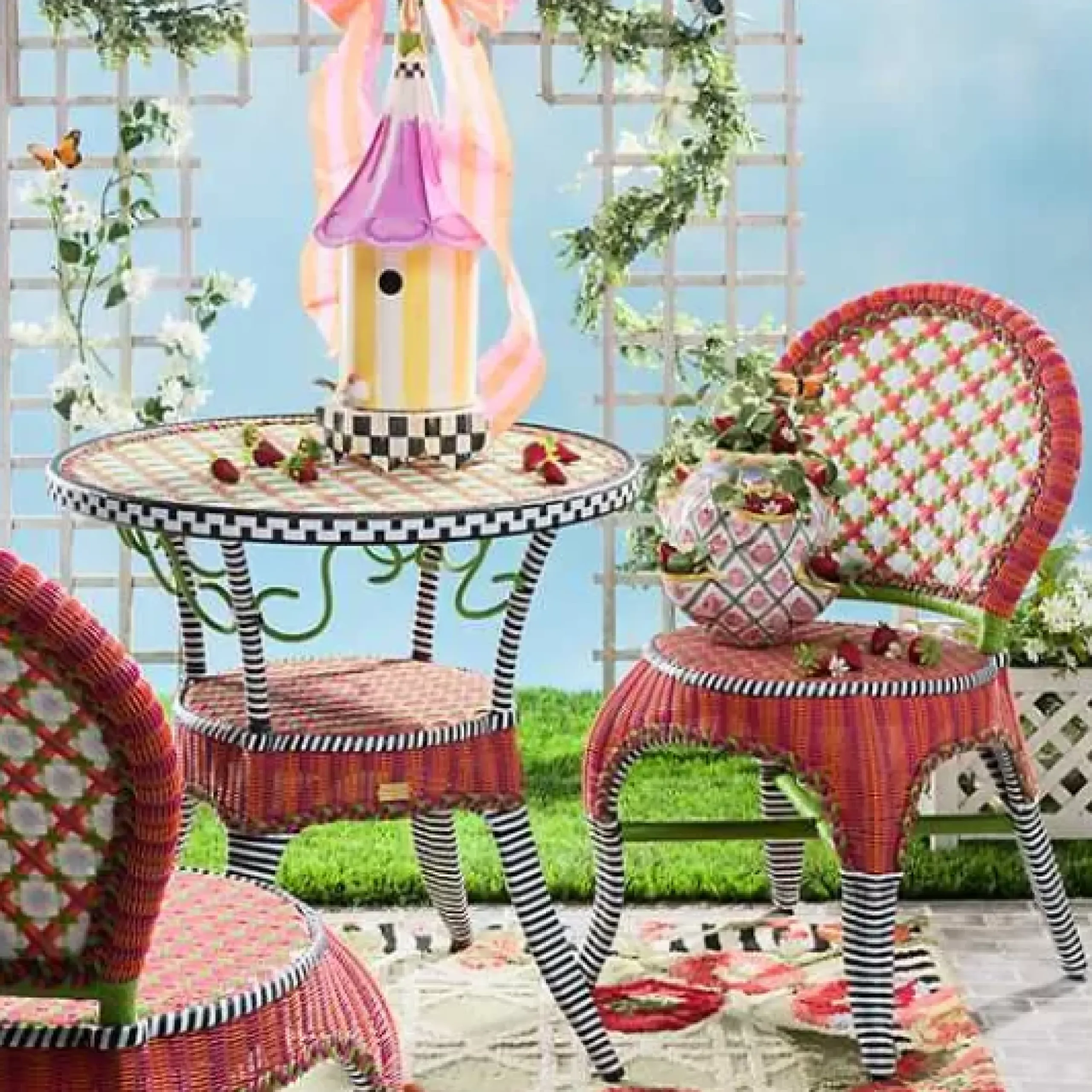 MacKenzie-Childs Breezy Poppy Outdoor Cafe Table< Spring|Living Room