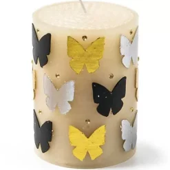 MacKenzie-Childs Butterfly Silver  Gold 4 Pillar Candle< Spring|Candles & Fragrances