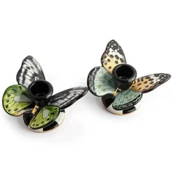 MacKenzie-Childs Butterfly Toile Candle Holders, Set of 2< Spring|Candles & Fragrances
