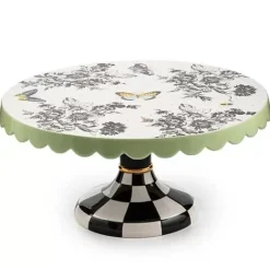 MacKenzie-Childs Butterfly Toile Large Pedestal Platter< Serveware