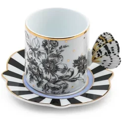 MacKenzie-Childs Butterfly Toile Mug  Saucer Set< Spring|The Coffee Shop