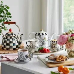 MacKenzie-Childs Butterfly Toile Mug  Saucer Set< Spring|The Coffee Shop