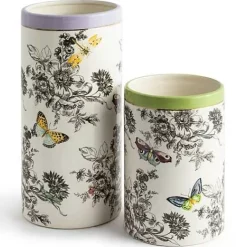 MacKenzie-Childs Butterfly Toile Short Vase< Spring|Room Accents