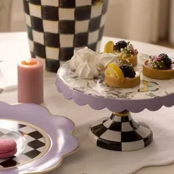 MacKenzie-Childs Butterfly Toile Small Pedestal Platter< Spring|Serveware
