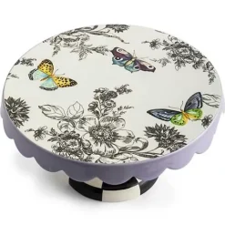 MacKenzie-Childs Butterfly Toile Small Pedestal Platter< Spring|Serveware