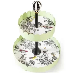 MacKenzie-Childs Butterfly Toile Two Tiered Stand< Spring|Bar Entertaining