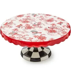 MacKenzie-Childs Cardinal Toile Large Pedestal Platter< Serveware