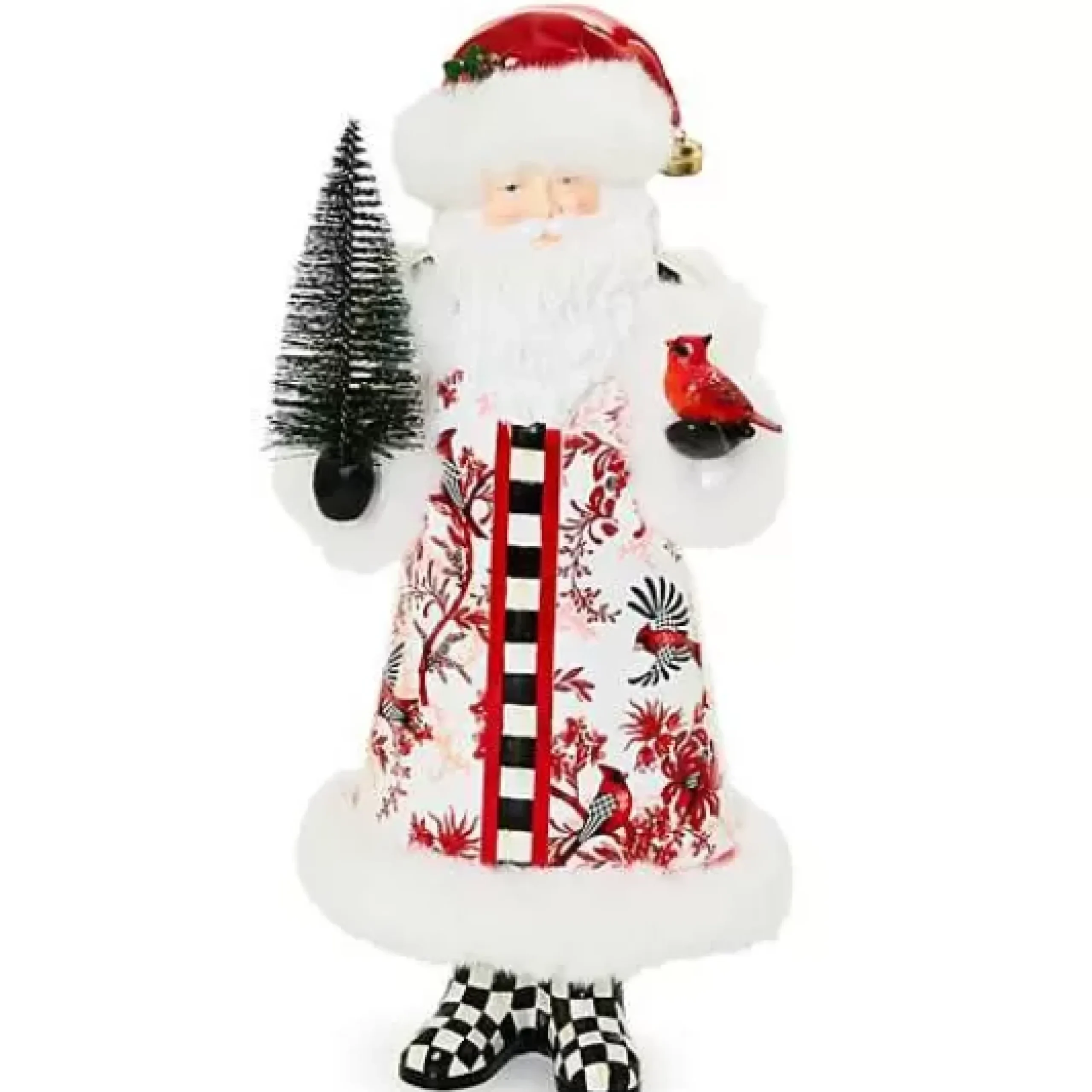 MacKenzie-Childs Cardinal Toile Santa with Cardinal< Holiday|Room Accents