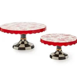 MacKenzie-Childs Cardinal Toile Small Pedestal Platter< Serveware