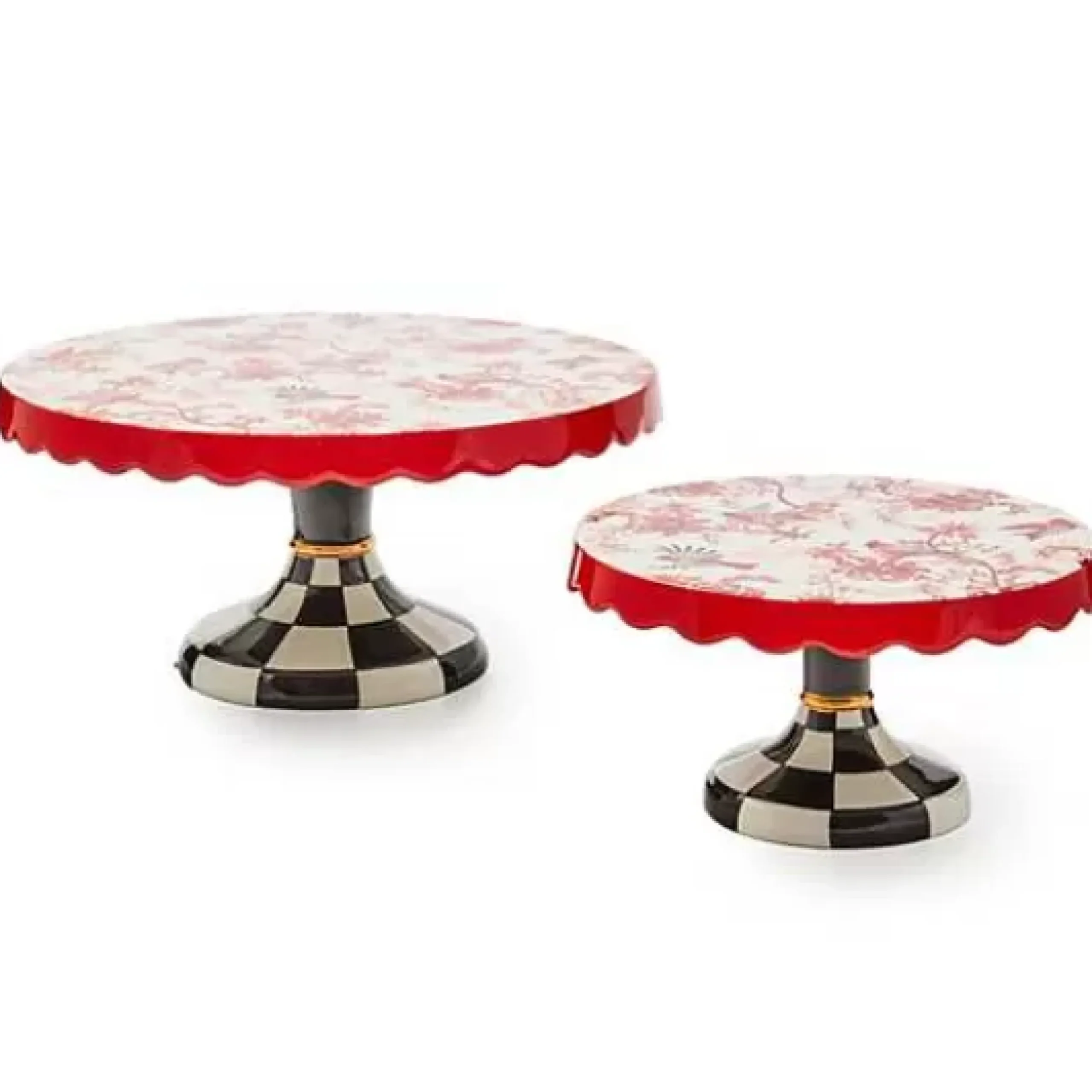 MacKenzie-Childs Cardinal Toile Small Pedestal Platter< Serveware
