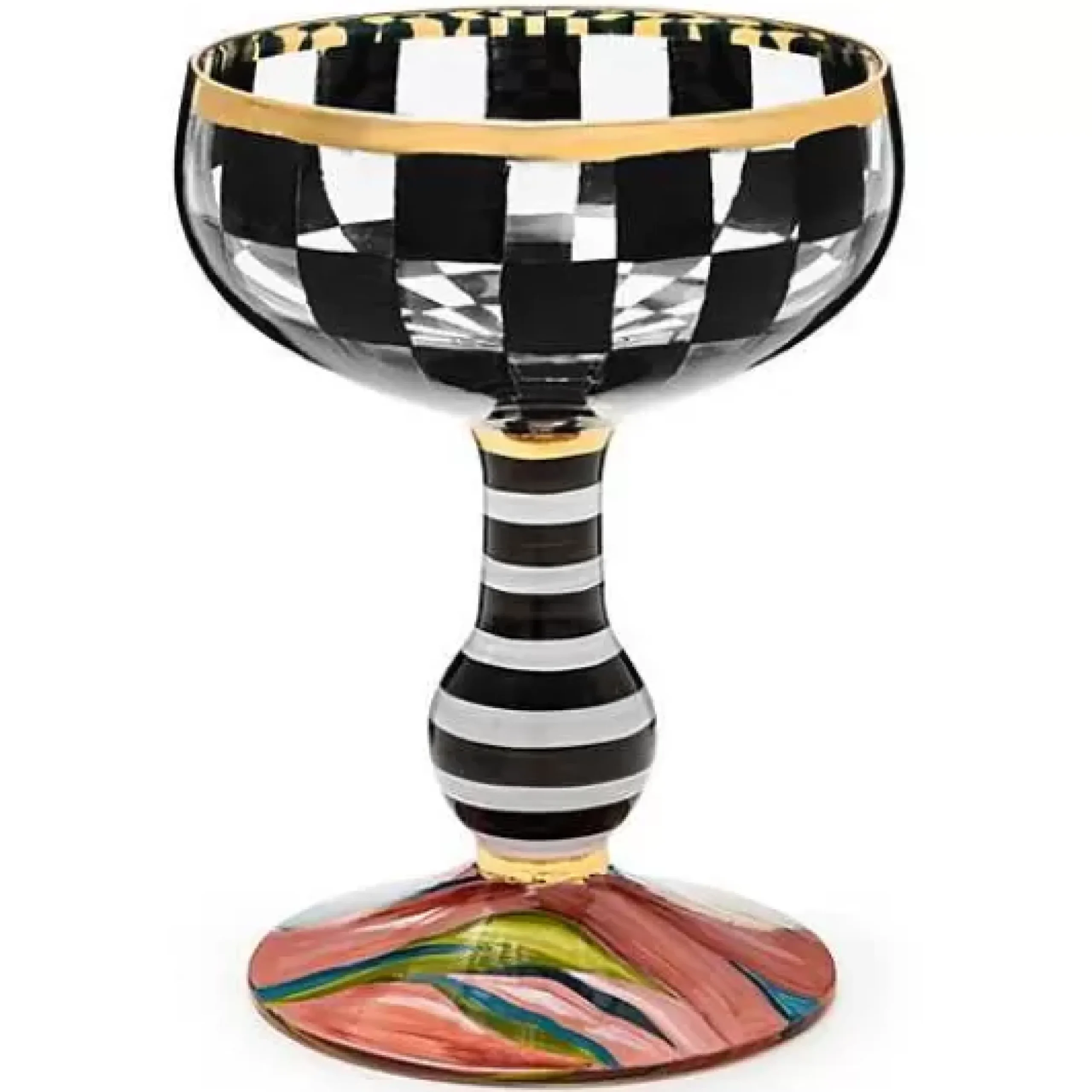 MacKenzie-Childs Carnival Black Coupe Glass< Fall Entertaining|Drinkware
