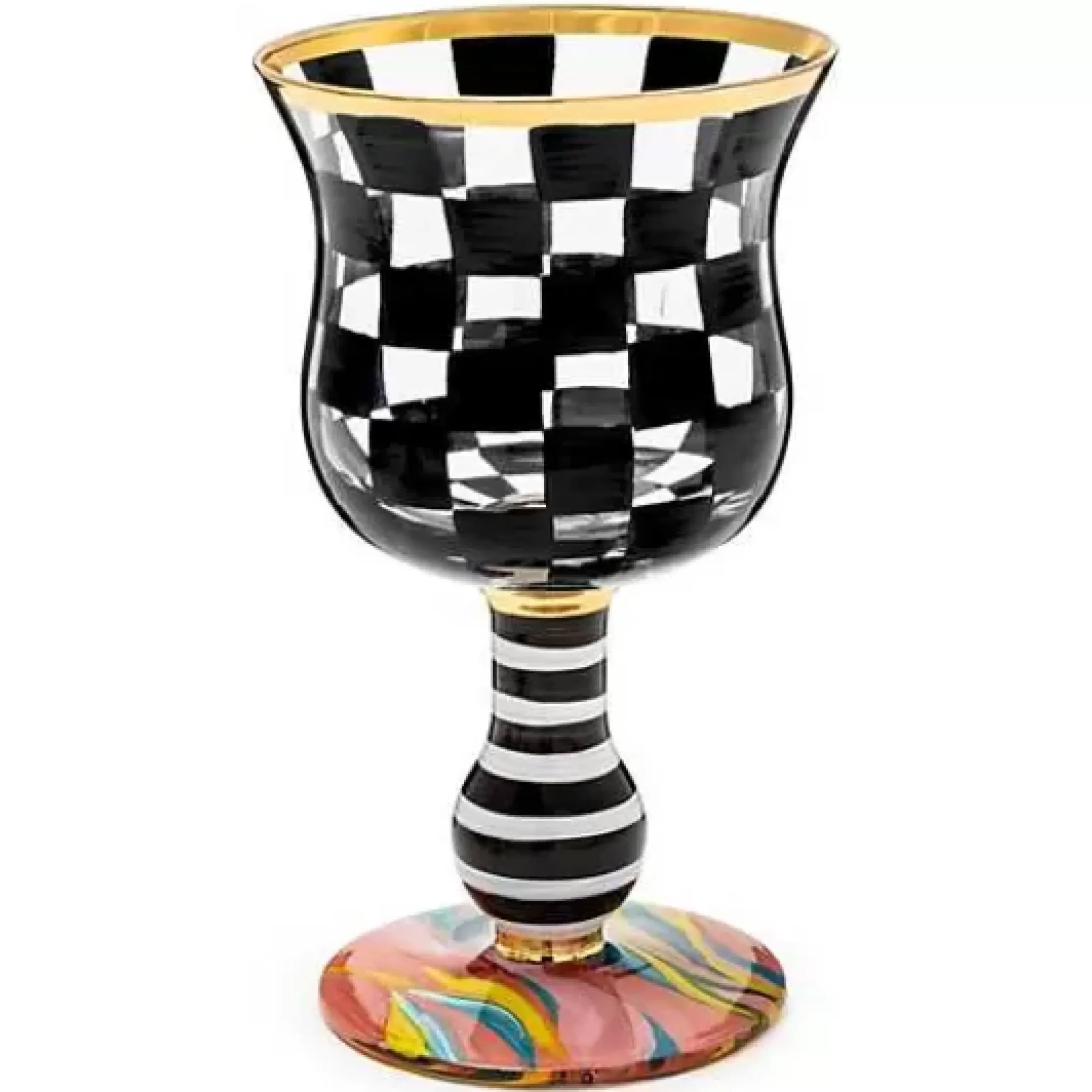 MacKenzie-Childs Carnival Black Wine Glass< Fall Entertaining|Drinkware