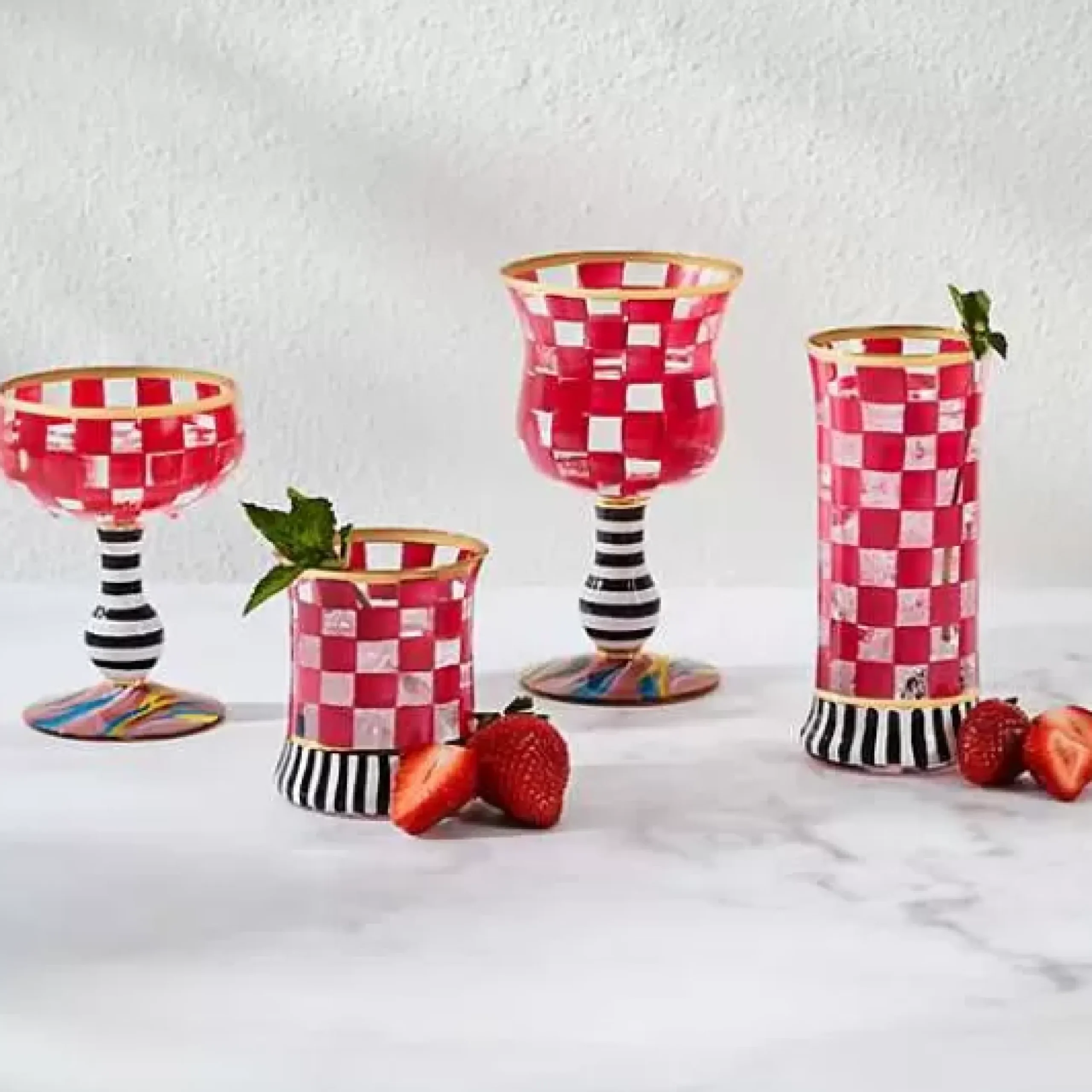 MacKenzie-Childs Carnival Fuchsia Wine Glass< Spring|Drinkware