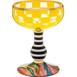 MacKenzie-Childs Carnival Yellow Coupe Glass< Easter|Spring
