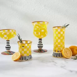 MacKenzie-Childs Carnival Yellow Highball Glass, Set of 2< Easter|Spring