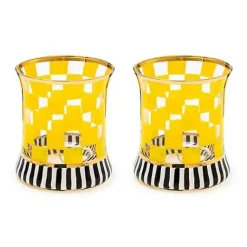 MacKenzie-Childs Carnival Yellow Tumbler Glass, Set of 2< Easter|Spring