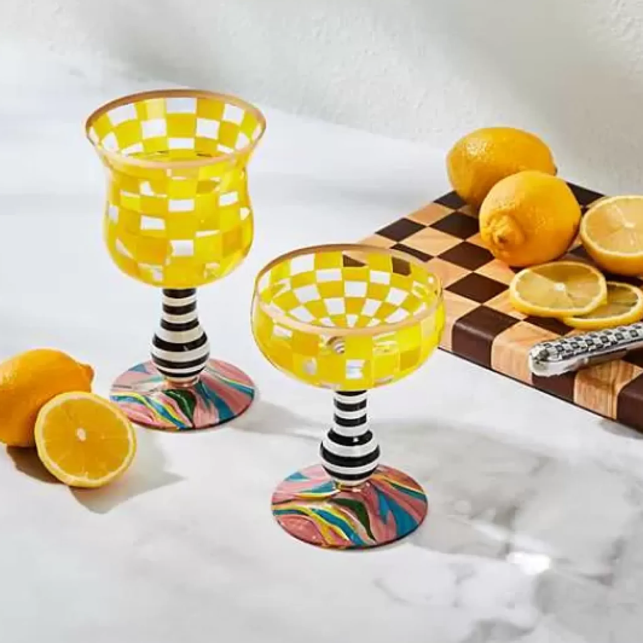 MacKenzie-Childs Carnival Yellow Wine Glass< Easter|Spring