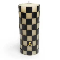 MacKenzie-Childs Check 6 Black Pillar Candle< Candles & Fragrances|Table Accessories