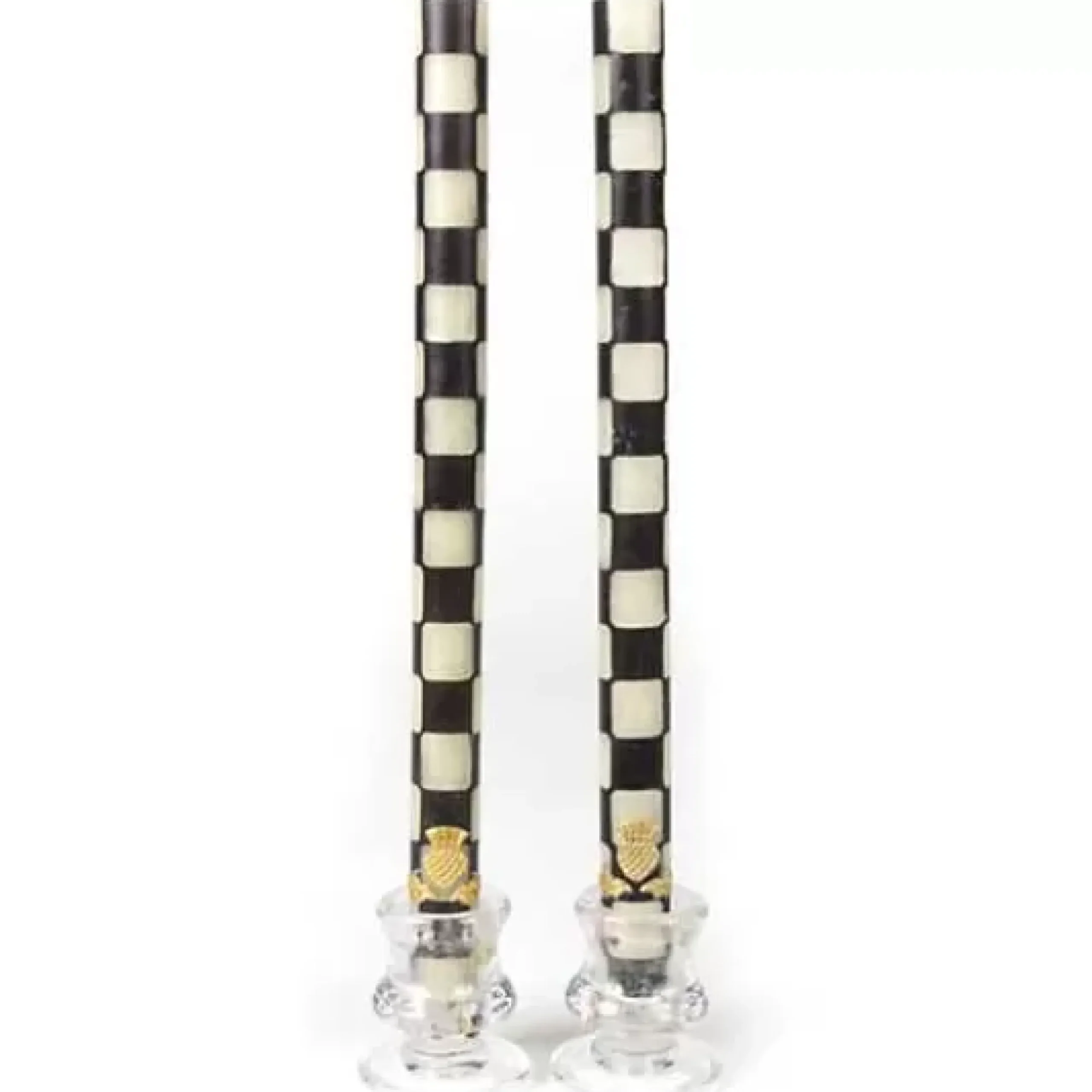 MacKenzie-Childs Check Black Ivory Dinner Candles, Set of 2< Candles & Fragrances|Table Accessories