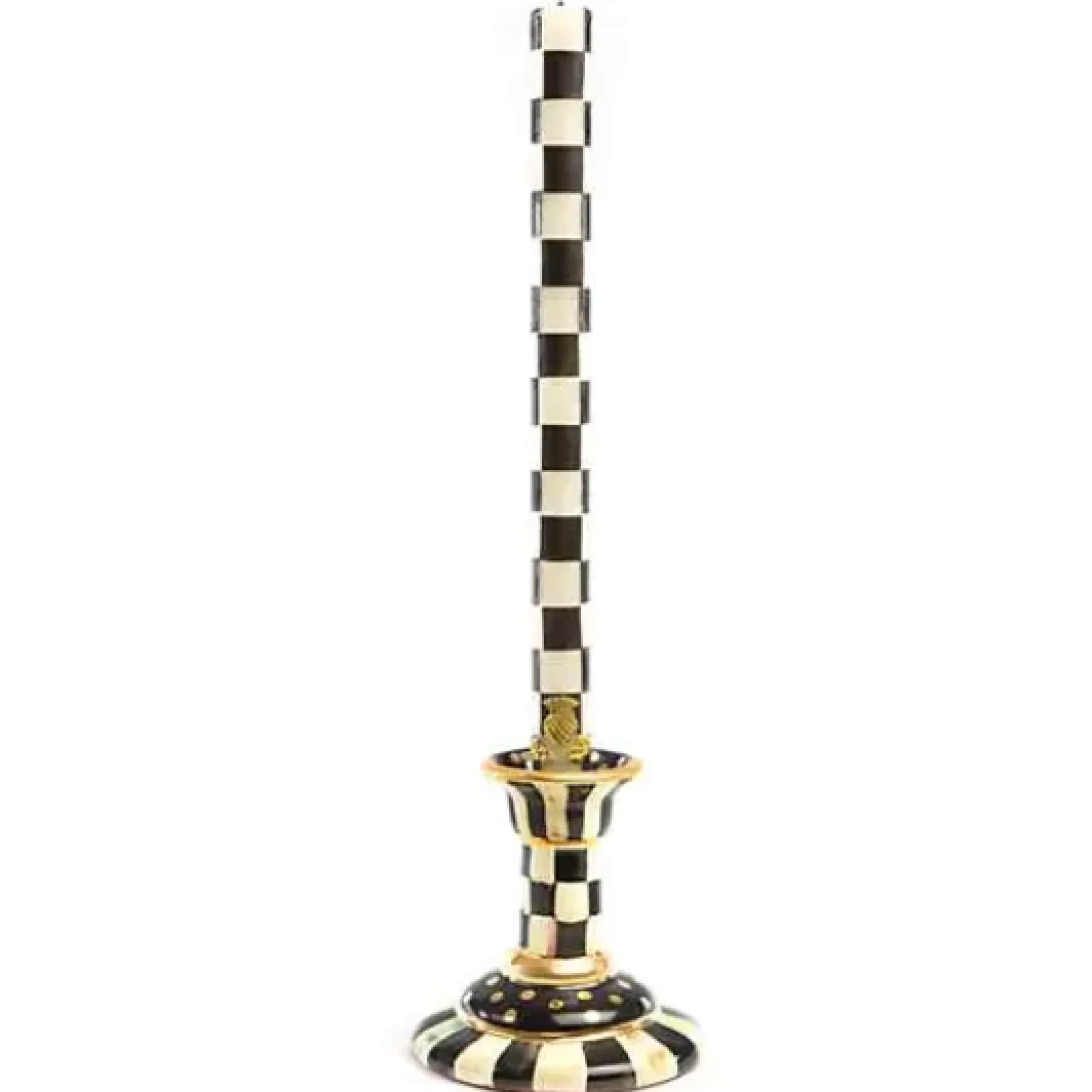 MacKenzie-Childs Check Black Ivory Dinner Candles, Set of 2< Candles & Fragrances|Table Accessories