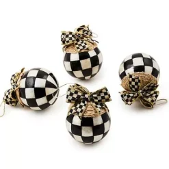 MacKenzie-Childs Check Capiz Ball Ornaments, Set of 4< Holiday