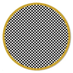 MacKenzie-Childs Check It Out Gold 6' Round Rug< Rugs