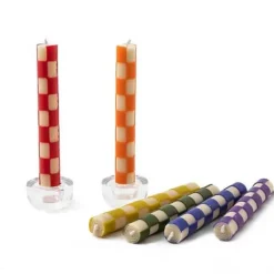 MacKenzie-Childs Check Rainbow Mini Dinner Candles, Set of 6< Candles & Fragrances|Table Accessories