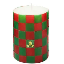 MacKenzie-Childs Check Red  Green 4 Pillar Candle< Candles & Fragrances