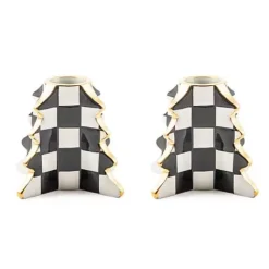MacKenzie-Childs Check Tree Candle Holders, Set of 2< Holiday|Candles & Fragrances