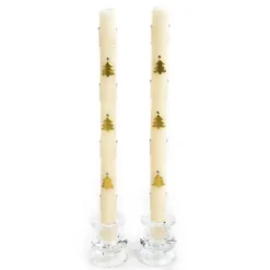 MacKenzie-Childs Christmas Tree Dinner Candles - Gold Pearl - Set of 2< Candles & Fragrances|Table Accessories
