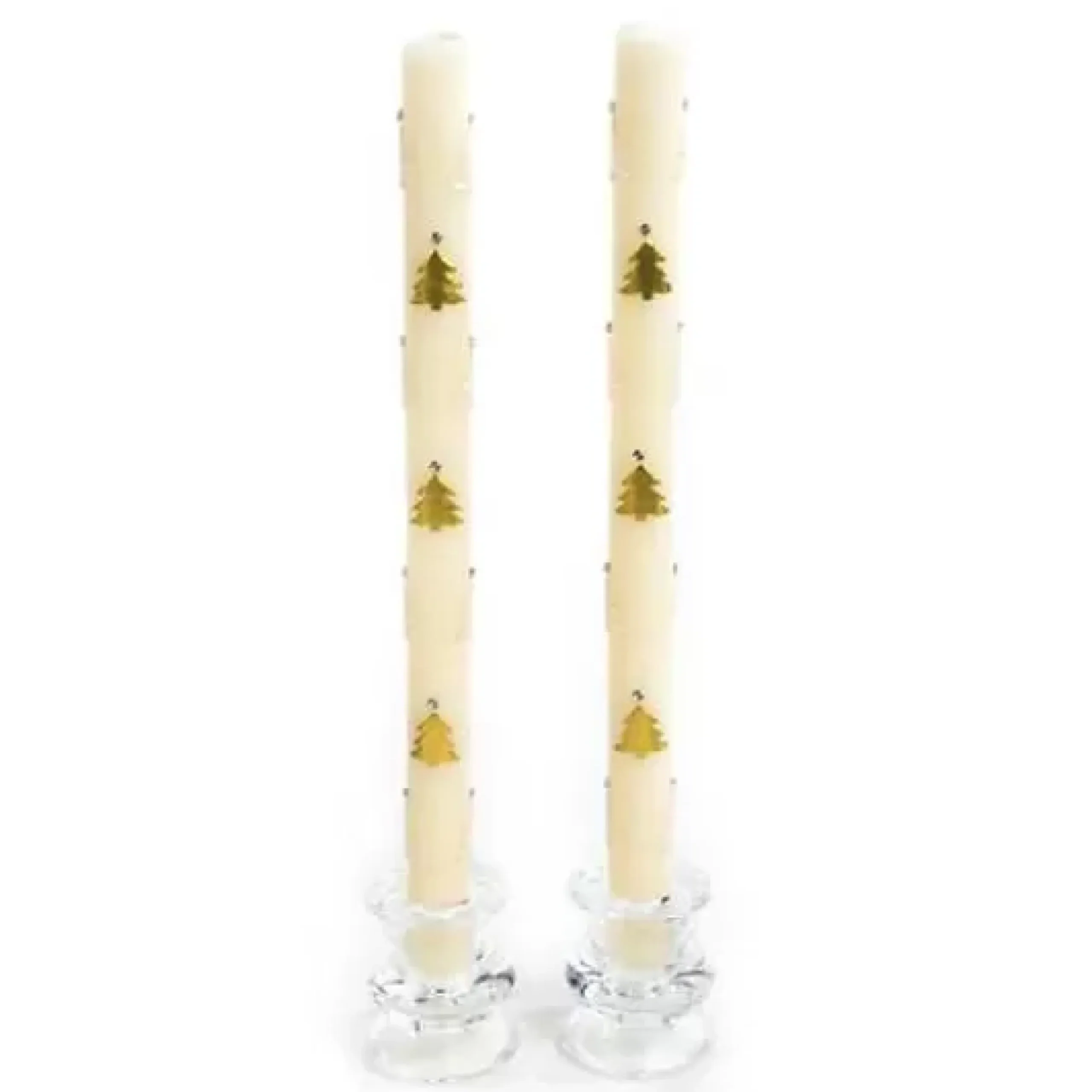 MacKenzie-Childs Christmas Tree Dinner Candles - Gold Pearl - Set of 2< Candles & Fragrances|Table Accessories