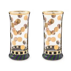 MacKenzie-Childs Cirque Purple  Green Highball Glass, Set of 2< Holiday|Drinkware