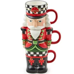 MacKenzie-Childs Classic Courtly Nutcracker Stacking Mugs, Set of 3< Drinkware
