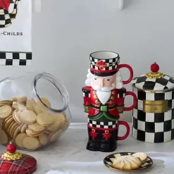 MacKenzie-Childs Classic Courtly Nutcracker Stacking Mugs, Set of 3< Drinkware