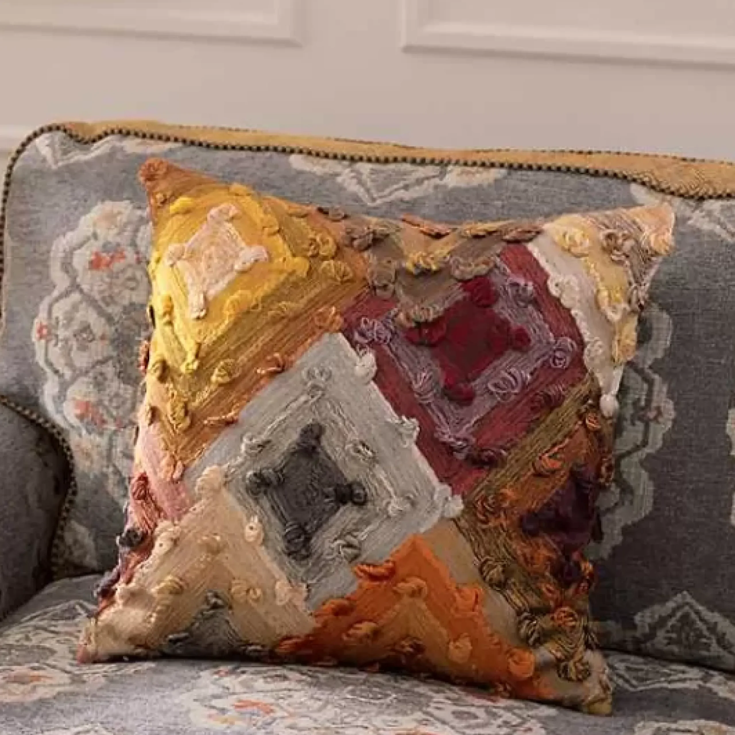 MacKenzie-Childs Cobblestone Diamond Throw Pillow< Pillows, Throws, & Cushions