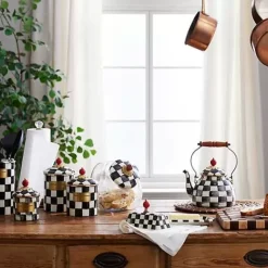 MacKenzie-Childs Cookie Jar with Courtly Check Lid< Kitchen Storage & Organization