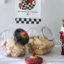 MacKenzie-Childs Cookie Jar with Red Tartan Lid< Kitchen Storage & Organization