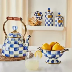 MacKenzie-Childs Cookie Jar with Royal Check Lid< Kitchen Storage & Organization