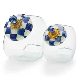 MacKenzie-Childs Cookie Jar with Royal Check Lid< Kitchen Storage & Organization