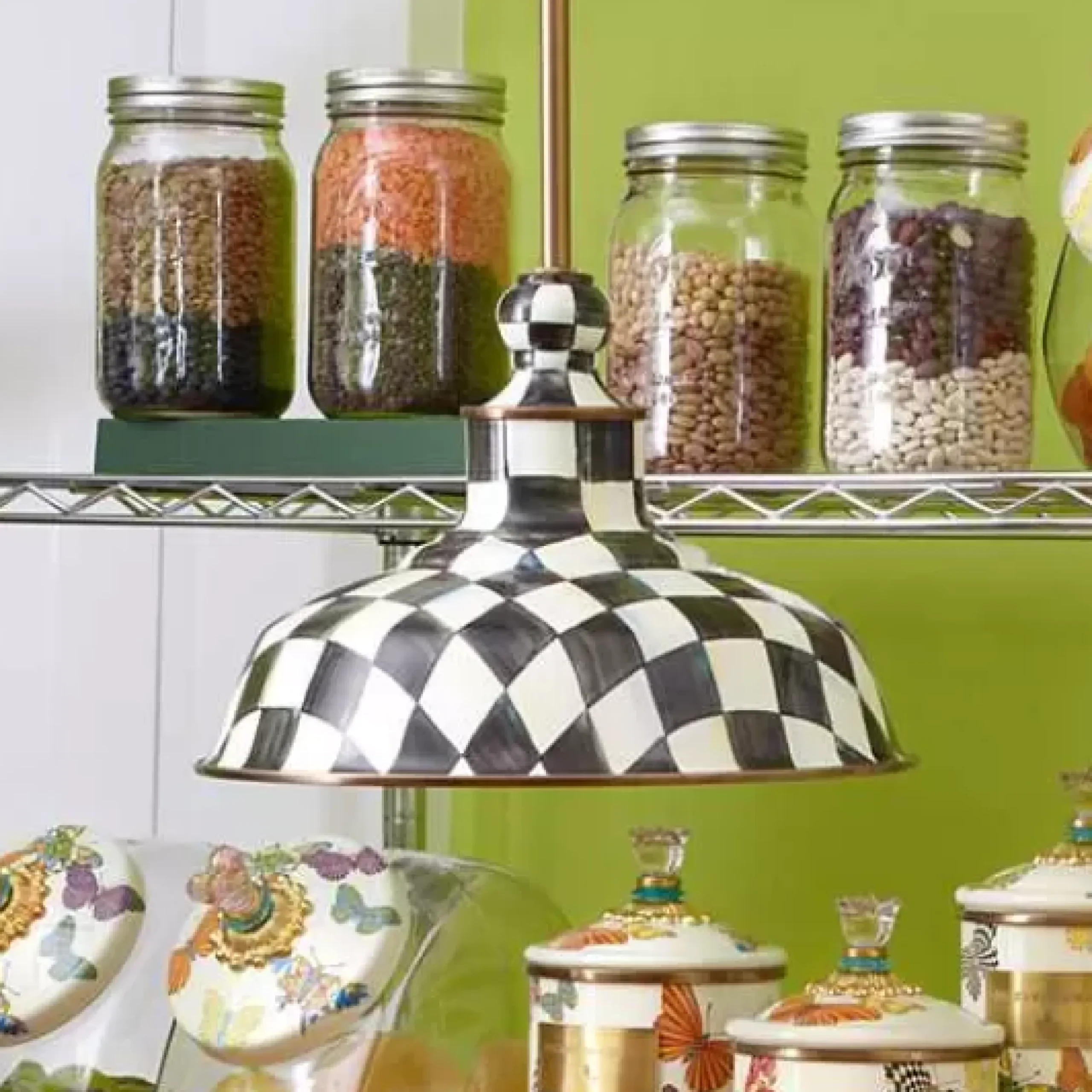 MacKenzie-Childs Courtly Check 12 Barn Pendant Lamp< Lighting