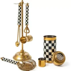 MacKenzie-Childs Courtly Check 3260 Gold Edition Bar Set< Holiday|Drinkware
