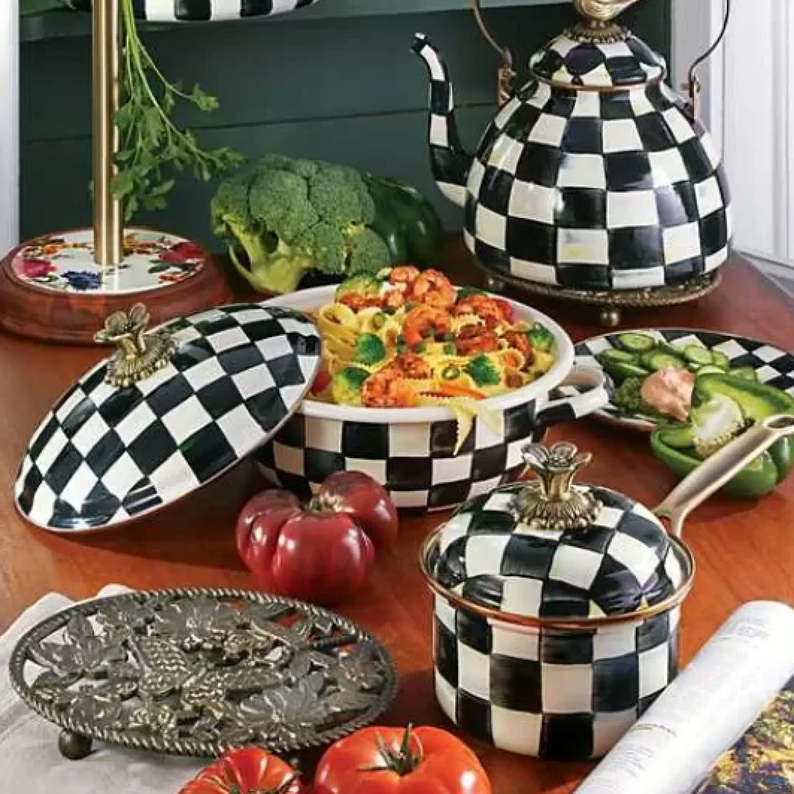 MacKenzie-Childs Courtly Check 1 Quart Saucepan< Cookware & Bakeware