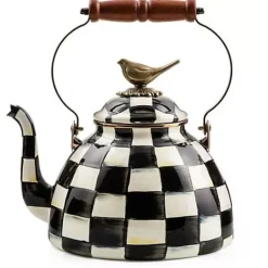 MacKenzie-Childs Courtly Check 3 Quart Tea Kettle with Bird< Cookware & Bakeware|Tea Kettles