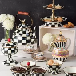 MacKenzie-Childs Courtly Check 3 Quart Tea Kettle with Bird< Cookware & Bakeware|Tea Kettles