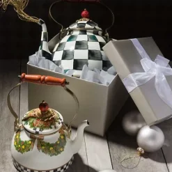 MacKenzie-Childs Courtly Check 3 Quart Tea Kettle< Tea Kettles