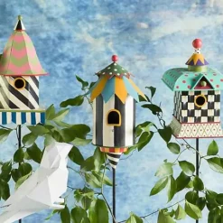 MacKenzie-Childs Courtly Check Birdhouse Stake< Spring|Outdoor
