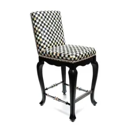 MacKenzie-Childs Courtly Check Black Counter Stool with Back< Dining Room & Kitchen