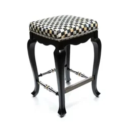 MacKenzie-Childs Courtly Check Black Counter Stool< Dining Room & Kitchen